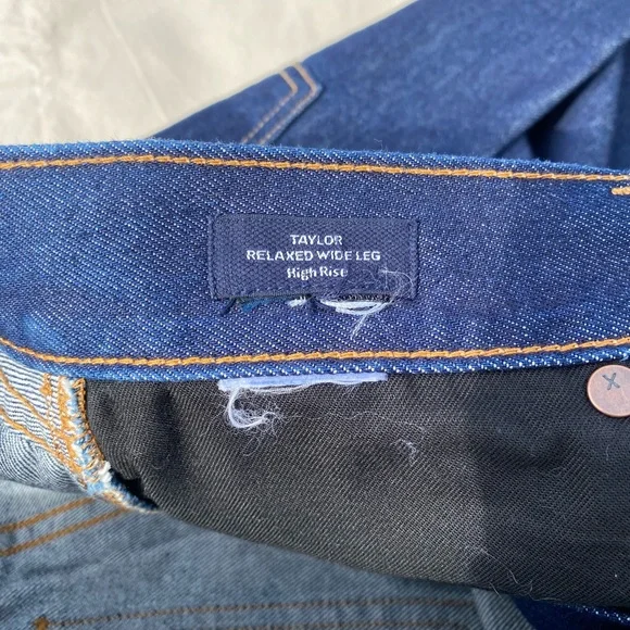 Veronica Beard Dark Blue Taylor Relaxed Fit Wide Leg Hi Rise Jeans EUC Casual - Picture 5 of 9